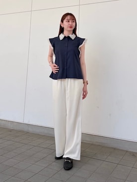 「NATURAL BEAUTY BASIC（ナチュラルビューティーベーシック）のアイテム（パンツ）」を使った、NBB STAFFさん（レディース・163cm）の春コーディネート