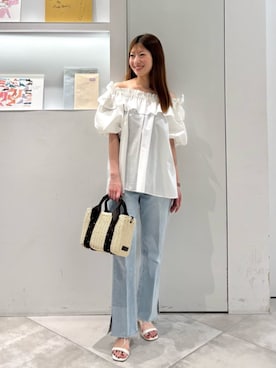「NATURAL BEAUTY BASIC（ナチュラルビューティーベーシック）のアイテム（パンツ）」を使った、NBB STAFFさん（レディース・152cm）の春コーディネート