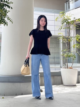 「NATURAL BEAUTY BASIC（ナチュラルビューティーベーシック）のアイテム（パンツ）」を使った、NBB STAFFさん（レディース・155cm）の春コーディネート