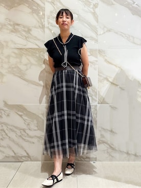 「アイテム（ポーチ、ブラウン系）」を使った、マキさん（レディース・156cm）の夏コーディネート