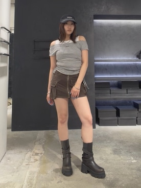 「EMODA（エモダ）のアイテム」を使った、伊藤美玖さん（レディース・160cm）の夏コーディネート