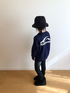 「devirock（デビロック）のアイテム（スウェット）」を使った、Omoさん（キッズ・120cm）の冬コーディネート