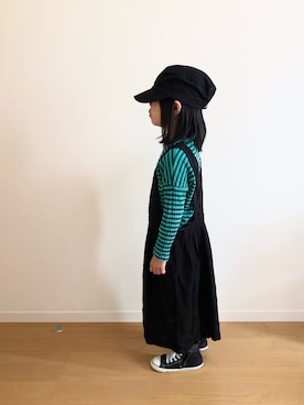 「ワークキャップ」｜「アイテム（ワンピース/ドレス）」を使った、Omoさん（キッズ・110cm）の秋コーディネート