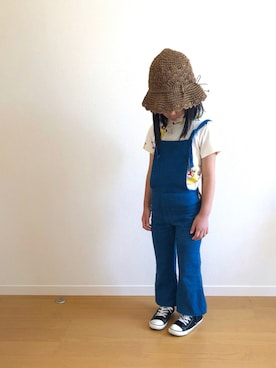 「Mini Rodini（ミニロディーニ）のアイテム（トップス）」を使った、Omoさん（キッズ・110cm）の夏コーディネート
