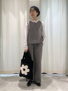 「PAR ICI」｜「アイテム（ハンチング/ベレー帽）」を使った、O-ishiさん（レディース・158cm）の秋コーディネート
