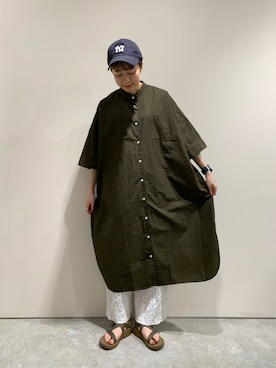 「PAR ICI」｜「アイテム（シャツワンピース）」を使った、O-ishiさん（レディース・158cm）の夏コーディネート
