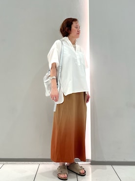 「白シャツ」｜kaji.さん（レディース・163cm）の夏コーディネート