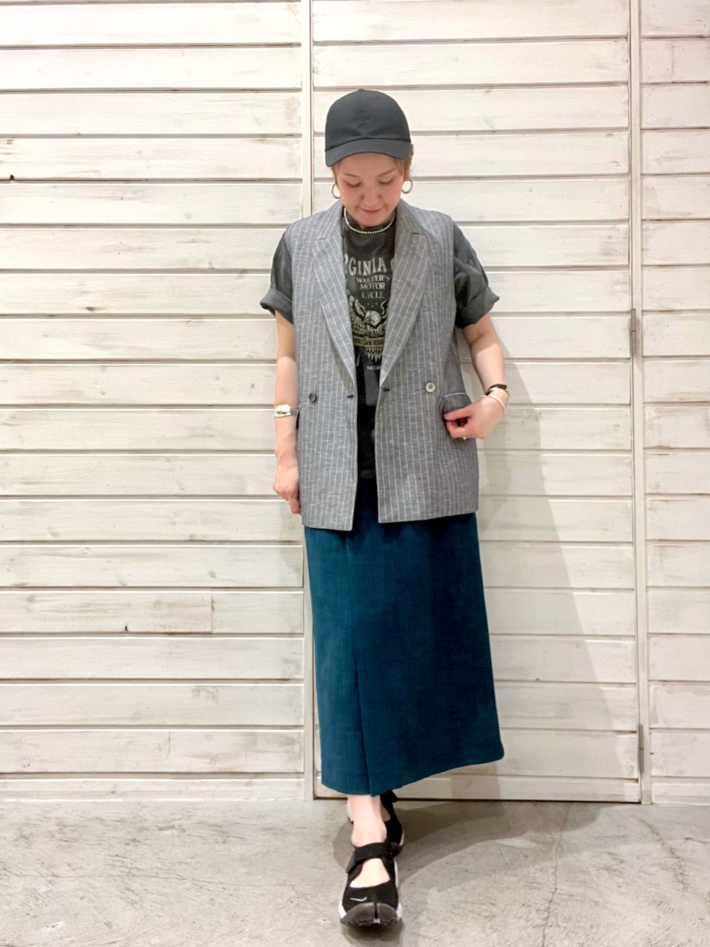 美品 FIL DE FER リネンライクキャンバス ラップ風ロンスカ FIL DE FER（フィルデフェール）の「リネンライクキャンバス
