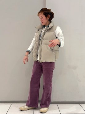 「アイテム（ダウンベスト）」を使った、kaji.さん（レディース・163cm）の冬コーディネート