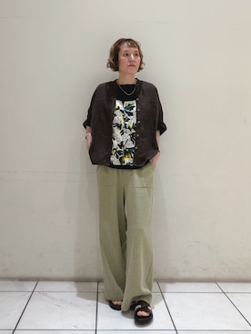「FIL DE FER（フィルデフェール）の【予約】Fig PT　タンクブラウス（シャツ/ブラウス、ホワイト系）」を使った、kaji.さん（レディース・163cm）の夏コーディネート