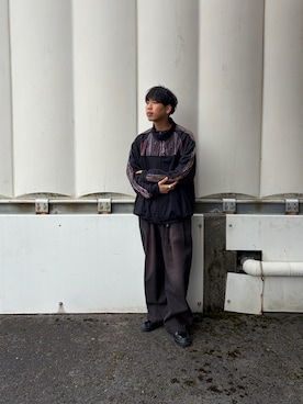 「RED KAP（レッドキャップ）のRED KAP/レッドキャップ 別注 SMU PT-38 2TUCK BAGGY WIDE DENIM PANTS/バギーデニム/ワイドフィット（デニムパンツ、ブルー系）」を使った、あんころもちさん（メンズ・176cm）の春コーディネート