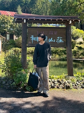 「アイテム（サンダル）」を使った、あんころもちさん（メンズ・176cm）の秋コーディネート