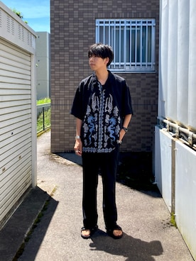 「N.HOOLYWOOD（N.ハリウッド）のアイテム（パンツ）」を使った、あんころもちさん（メンズ・176cm）の夏コーディネート