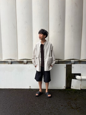 「HOKA（ホカ）のORA LUXE　1134150（サンダル、ブラック系）」を使った、あんころもちゃさん（メンズ・176cm）の秋コーディネート