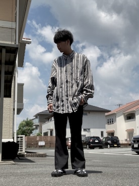 「ランチャーパンツ」｜「アイテム（サンダル）」を使った、あんころもちさん（メンズ・176cm）の春コーディネート