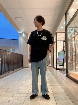 「MANEBU（マネブ）のアイテム（サンダル）」を使った、あんころもちさん（メンズ・176cm）の夏コーディネート