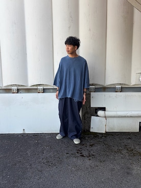 「WILLY CHAVARRIA（ウィリーチャバリア）の【THE SEED BY WILLY CHAVARRIA】Tシャツ（Tシャツ/カットソー、ブルー系）」を使った、あんころもちゃさん（メンズ・176cm）の夏コーディネート