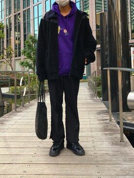 「my beautiful landlet（マイビューティフルランドレット）のアイテム（ブルゾン）」を使った、あんころもちさん（メンズ・176cm）の冬コーディネート
