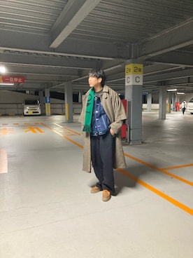 「アイテム（ステンカラーコート）」を使った、あんころもちさん（メンズ・176cm）の冬コーディネート