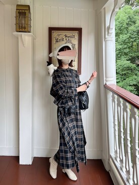「ブラック×ホワイト」｜「アイテム（ブーツ）」を使った、Emu.   ﹏　151cmさん（レディース・151cm）の秋コーディネート
