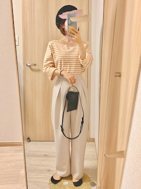 「はじめましてコーデ」｜「アイテム（ハンチング/ベレー帽）」を使った、Emu.   ﹏　151cmさん（レディース・151cm）の春コーディネート