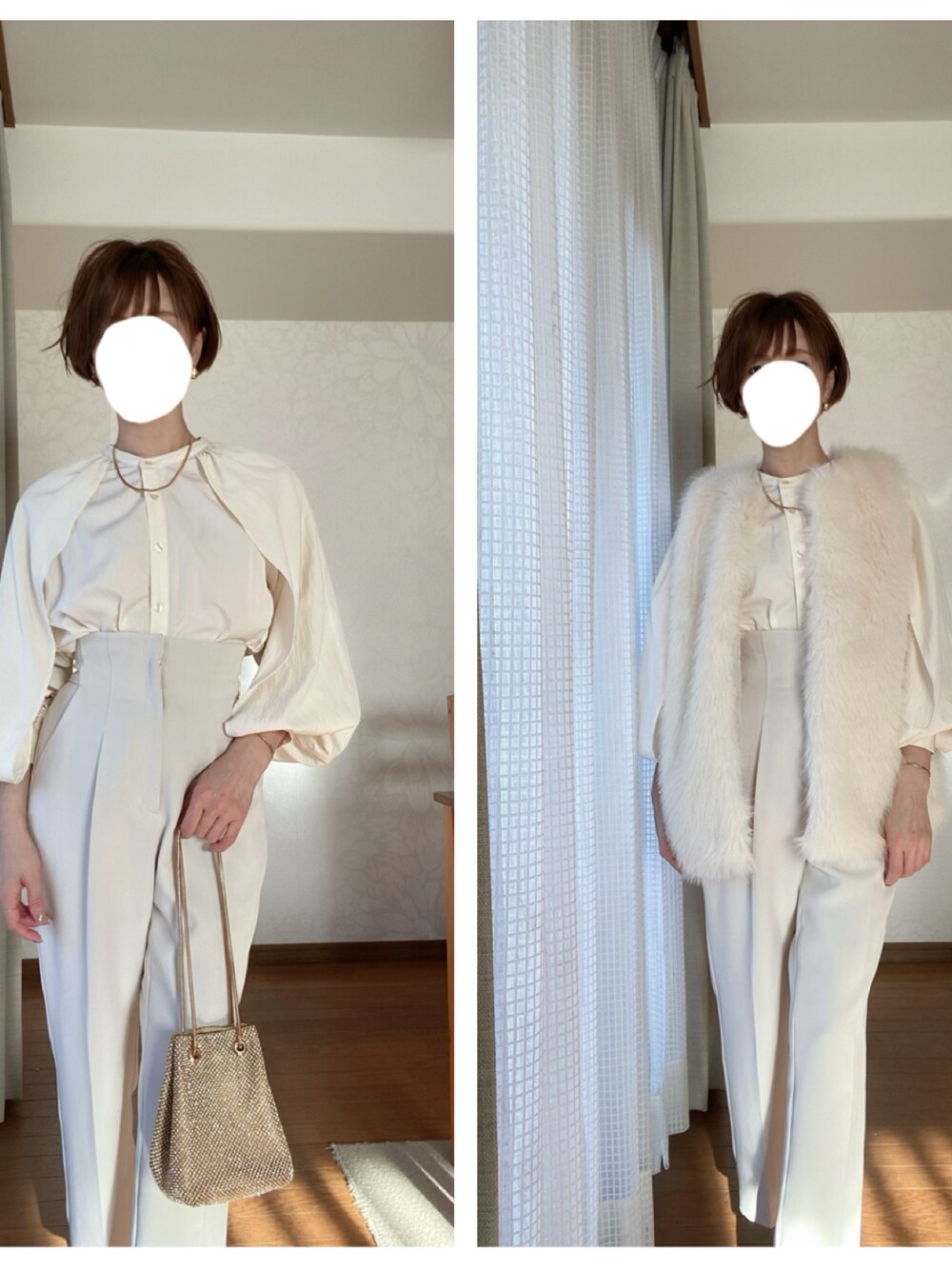 「AZUL by moussyのケープスリーブシャツ（シャツ/ブラウス、ホワイト系）」を使った、zさん（レディース・154cm）の秋コーディネートの1枚目の写真