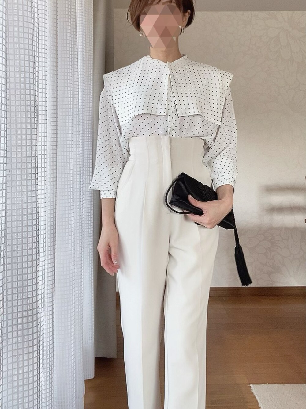 「Te chichiのアイテム（パンツ、ホワイト系）」を使った、zさん（レディース・154cm）の春コーディネートの1枚目の写真