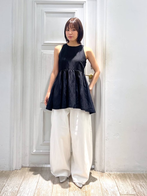 【美品】pallas palace　リネン　ノースリーブシャツ　チュニック LASUD｜チュニックリネンノースリーブシャツ | Rakuten Fashion