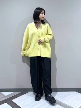 「A part by（アパートバイ）のスラックスコクーンボリュームパンツ（スラックス、ブラック系）」を使った、kiiさん（レディース・157cm）の春コーディネート