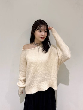 「A part by（アパートバイ）のシャギーニットプルオーバー（ニット/セーター）」を使った、kiiさん（レディース・157cm）の冬コーディネート