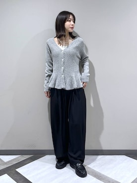 「A part by（アパートバイ）のスラックスコクーンボリュームパンツ（スラックス、ブラック系）」を使った、kiiさん（レディース・157cm）の春コーディネート