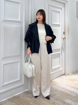 「女子会」｜「アイテム（トレンチコート）」を使った、kiiさん（レディース・157cm）の冬コーディネート