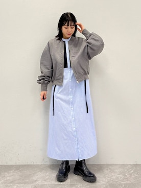 「アパートバイローリーズ」｜「アイテム（MA-1）」を使った、kiiさん（レディース・157cm）の冬コーディネート