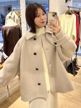 「アイテム（ステンカラーコート）」を使った、kiiさん（レディース・157cm）の秋コーディネート