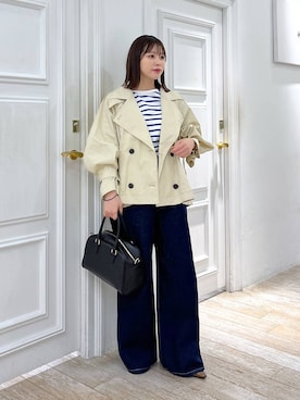 「女子会」｜「アイテム（トレンチコート）」を使った、kiiさん（レディース・157cm）の冬コーディネート