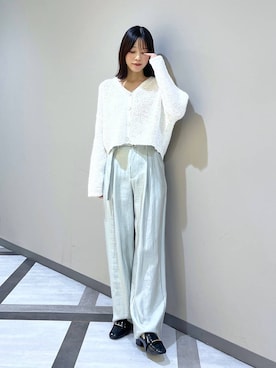 「A part by（アパートバイ）の【36サイズ展開】バックルヒールローファー（ローファー、ブラック系）」を使った、kiiさん（レディース・157cm）の冬コーディネート