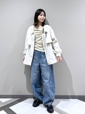 「A part by（アパートバイ）のApbコクーンデニムパンツ（デニムパンツ、ブルー系）」を使った、kiiさん（レディース・157cm）の春コーディネート