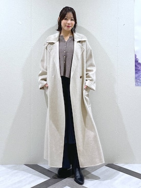 「アイテム（ステンカラーコート）」を使った、kiiさん（レディース・157cm）の秋コーディネート