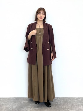 「A part by（アパートバイ）のＷライクテーラードスリットジャケット（テーラードジャケット）」を使った、kiiさん（レディース・157cm）の秋コーディネート