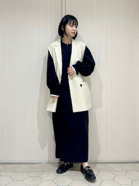 「ベスト×ワンピース」｜kiiさん（レディース・157cm）の春コーディネート