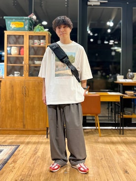 「UNIVERSAL OVERALL（ユニバーサルオーバーオール）のアイテム（バッグ）」を使った、あすろんさん（メンズ・170cm）の夏コーディネート