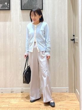 「SHOO・LA・RUE（シューラルー）の【セレモニー】きらびやかに ポイントパヴェ ショートネックレス（Necklace、ゴールド系）」を使った、shirayuuuさん（レディース・155cm）の春コーディネート