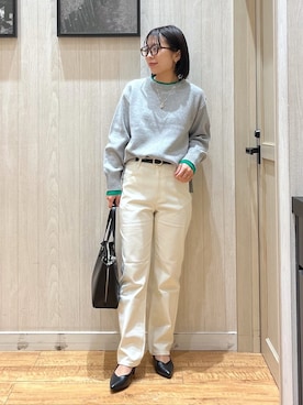 「SHOO・LA・RUE（シューラルー）の【セレモニー】5cmヒールパンプス（Pumps、ブラック系）」を使った、shirayuuuさん（レディース・155cm）の冬コーディネート
