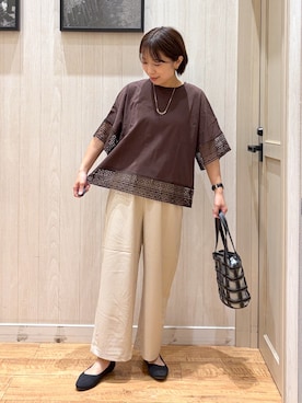 「SHOO・LA・RUE（シューラルー）の【NEW/22.5㎝-24.5㎝】洗えてサラサラ ニットパンプス（Pumps、ブラック系）」を使った、shirayuuuさん（レディース・155cm）の春コーディネート