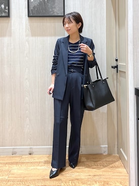 「SHOO・LA・RUE（シューラルー）の【セレモニー】5cmヒールパンプス（Pumps、ブラック系）」を使った、shirayuuuさん（レディース・155cm）の春コーディネート
