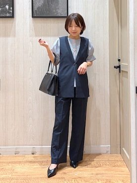 「SHOO・LA・RUE（シューラルー）の【洗濯後しわになりにくい/UV/S-LL】二の腕が隠れる 吸水速乾お袖タックブラウス（シャツ/ブラウス、ブルー系）」を使った、shirayuuuさん（レディース・155cm）の夏コーディネート
