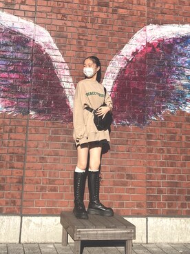 「no brand（ノーブランド）のアイテム（スウェット）」を使った、aco さん（キッズ・150cm）の秋コーディネート
