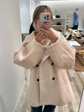 「アイテム（その他アウター、ホワイト系）」を使った、yukiさん（レディース・155cm）の冬コーディネート