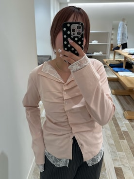 「mystic（ミスティック）の【新色ブラック/2種類のレイヤード素材】配色カットソー（Tシャツ/カットソー、ピンク系）」を使った、yukiさん（レディース・155cm）の春コーディネート