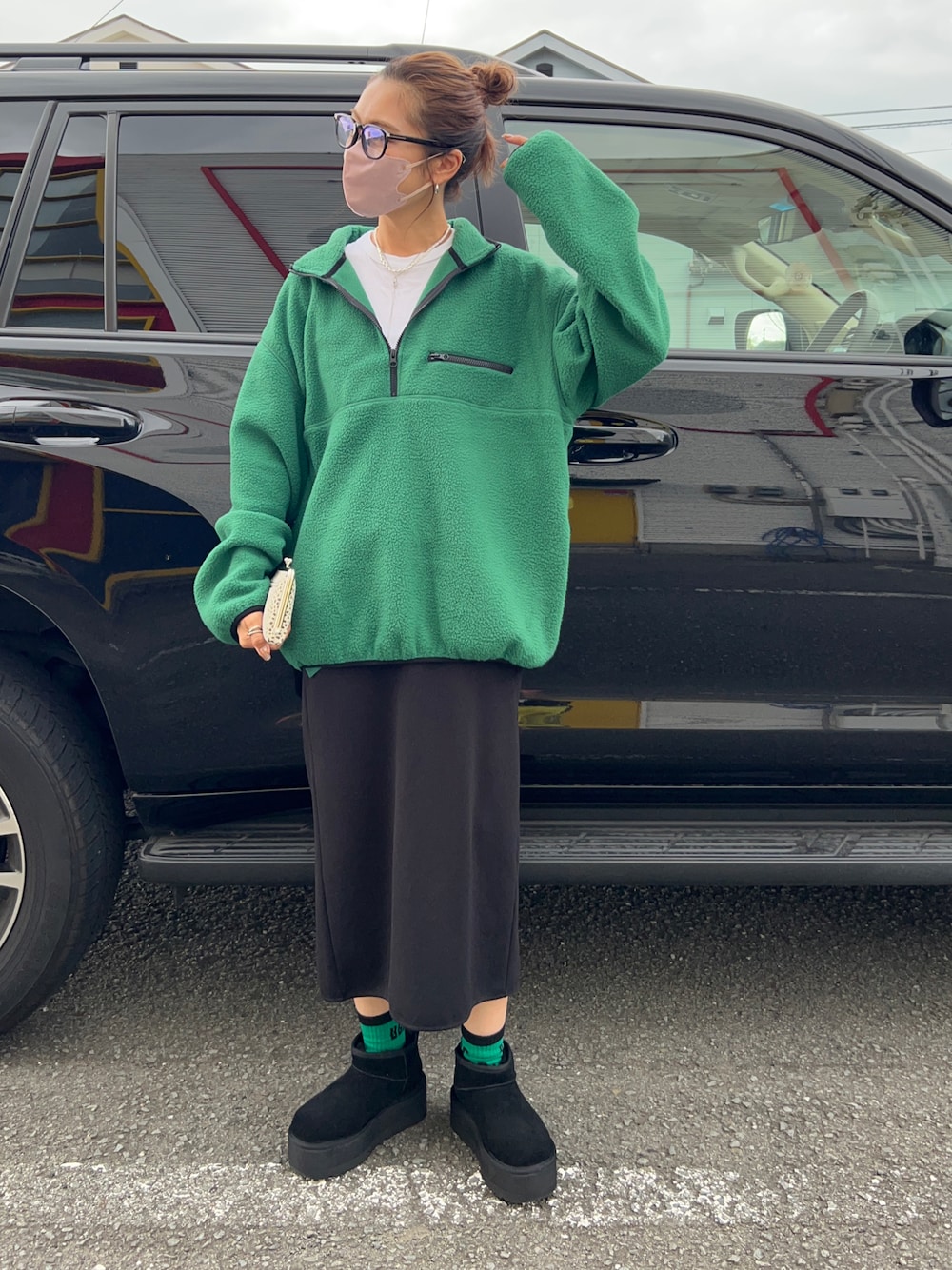 Ikumi さんの「WEGO/フリースハーフZIPプルオーバー（WEGO）」を使ったコーディネートの1枚目の写真